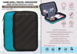 E385 – Hard Shell Travel Organizer with unbreakable shell | Suitable for Gadgets & Delicate items | Shock absorbing & Water Resistant