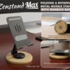 E421 – Zenstand Max: Folding & Rotating Metal Mobile Stand with bamboo base | Folds completely to take minimal space