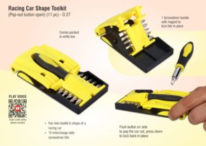 G27 – Racing car shape toolkit (Pop-out button open) (11 pc)