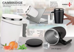 H168 – Cambridge Magic Stainless steel Mug with 304 steel | Spill free design (470 ml approx)