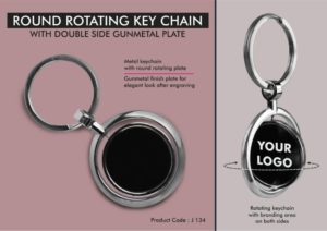 J134 – Round Rotating Key chain with Double side Gunmetal plate