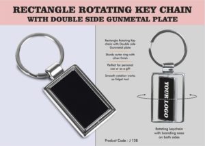 J138 – Rectangle Rotating Key chain with Double side Gunmetal plate