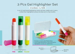 L105 – 3 pc gel highlighter set in a box