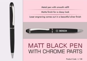 L158 – Matt Black metal Pen with Chrome Parts