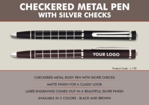 L170 – Checkered Metal Pen with Silver Checks