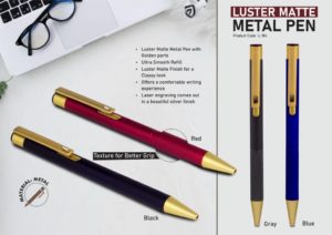 L184 – Luster matte Metal Pen with Golden parts
