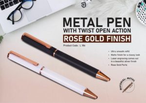 L186 – Metal pen with Twist open action | Rose Gold finish