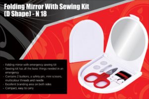 N18 – Folding mirror with sewing kit (D shape)