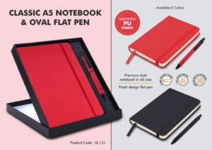 Q131 – Classic Notebook Gift set: A5 Elastic Notebook With Flat Pen