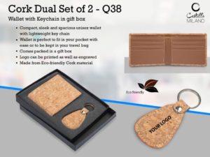 Q38 – Cork Dual Set: Wallet with Keychain in gift box