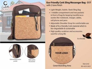 S17 – Eco-Friendly Cork Sling Messenger Bag with 2 tone finish