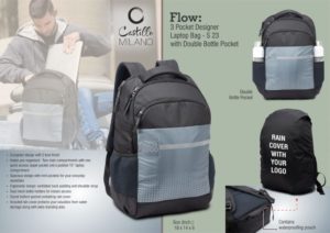 S23 – Flow: 3 pocket Designer laptop bag with double bottle pocket and rain cover