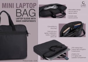 S28 – Mini Laptop bag / Laptop Sleeve with inner compartments | Convertible to Sling Bag