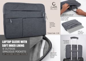 S29 – Laptop Sleeve with Soft inner lining | 6 outside spacious pockets | Soft touch fabric for gadget protection