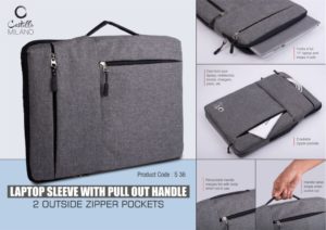 S36 – Laptop Sleeve with pull out handle | 2 outside zipper pockets