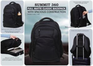 S58 – Summit 360: Full matte Classic backpack with spacious construction | Water resistant fabric