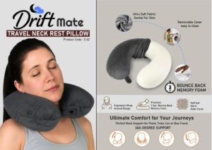 S62 – DriftMate: Travel Neck Rest Pillow – U Shaped with Soft fabric | 3 second bounce back memory foam