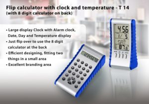 T14 – Flip calculator with clock and temperature