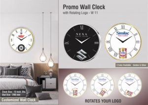 W11 – Promo Wall clock with Rotating Logo | Branding included MOQ 100pc